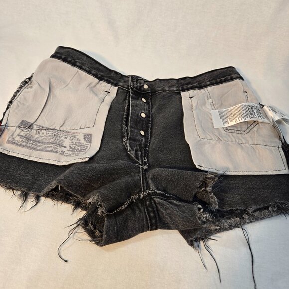 LEVI'S 501 Original Icon BOHO Black Hash Raw Hem Button Fly Jean Short Size W29 - Picture 10 of 16